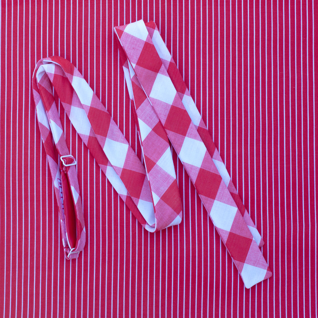 red gingham extra long pussy bow