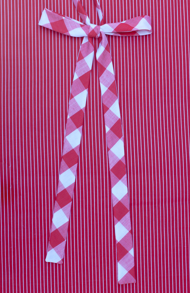 red gingham extra long pussy bow