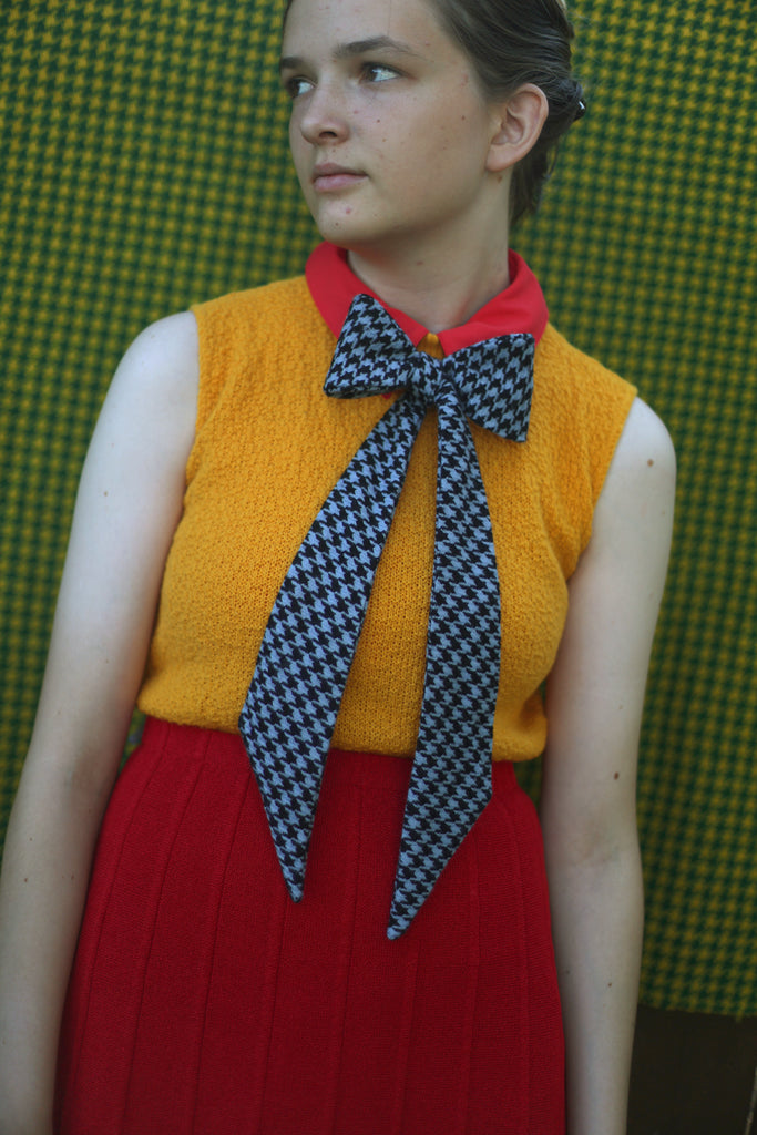 blue houndstooth bow tie