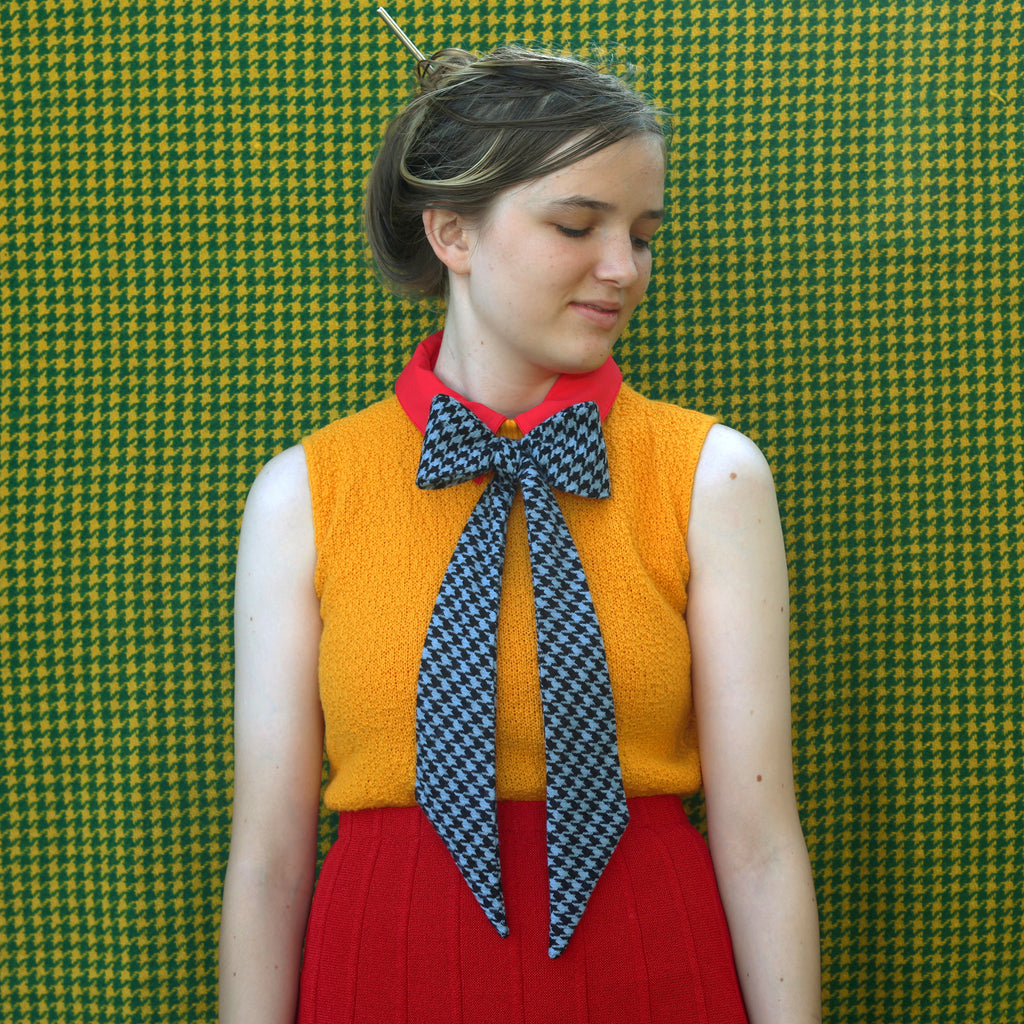 blue houndstooth bow tie
