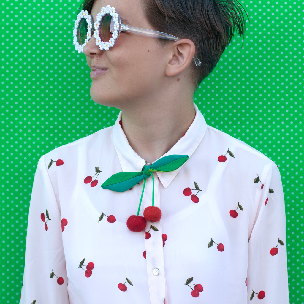 cherries bow tie! July's rad tie of the month.