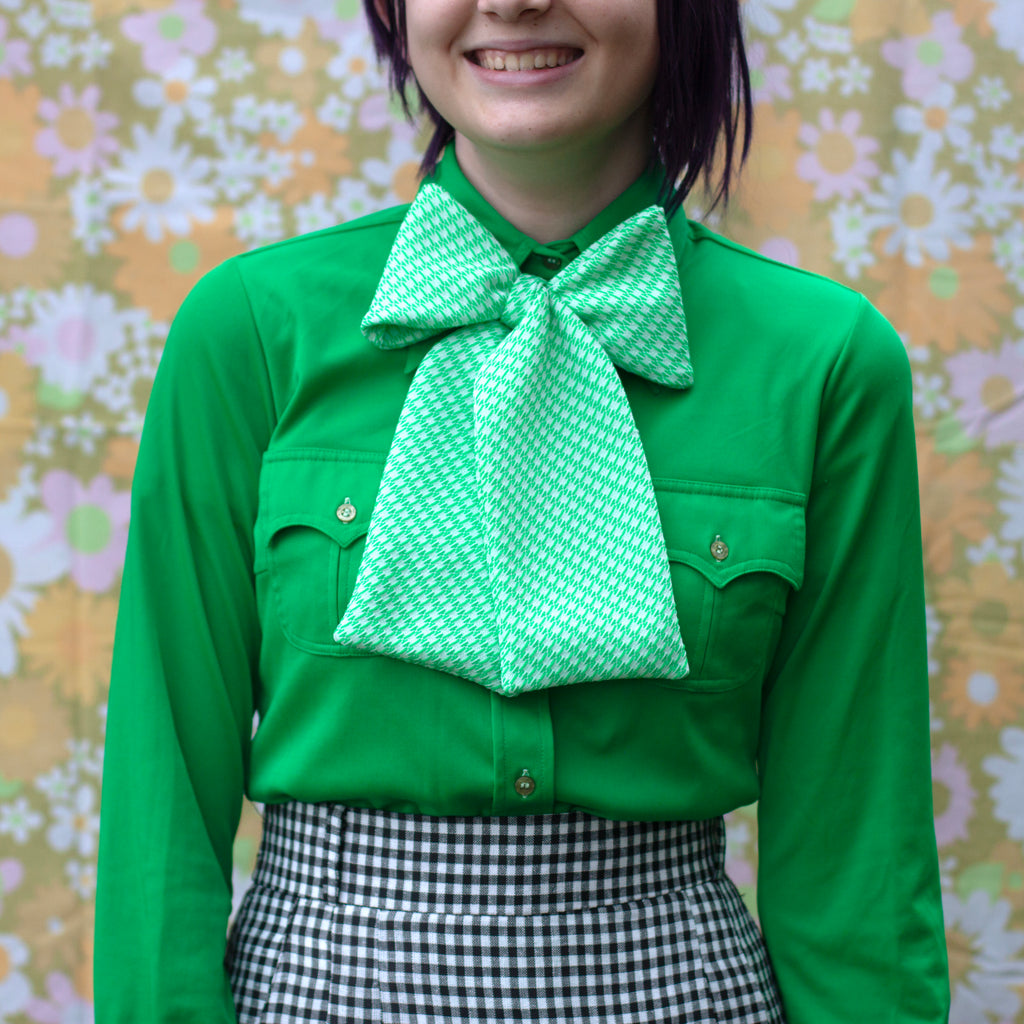 green double knit big bow tie