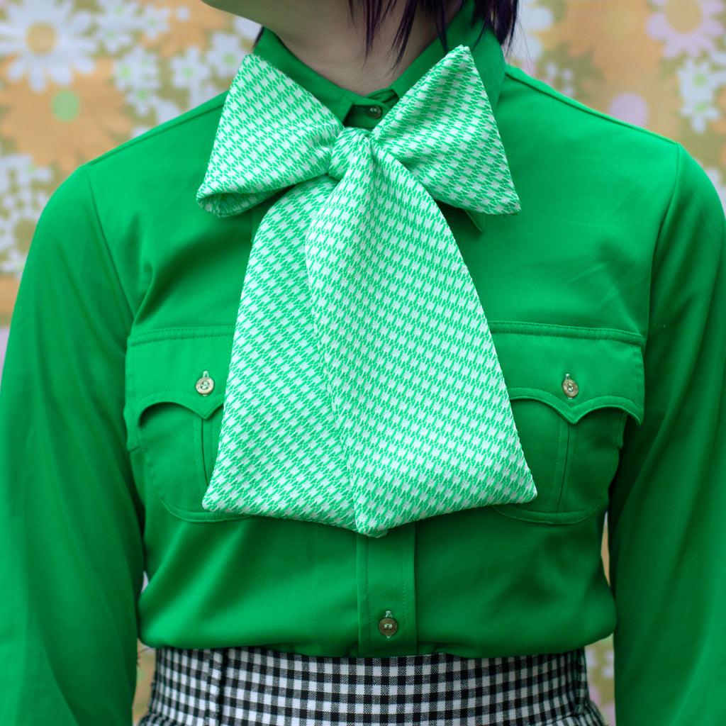 green double knit big bow tie