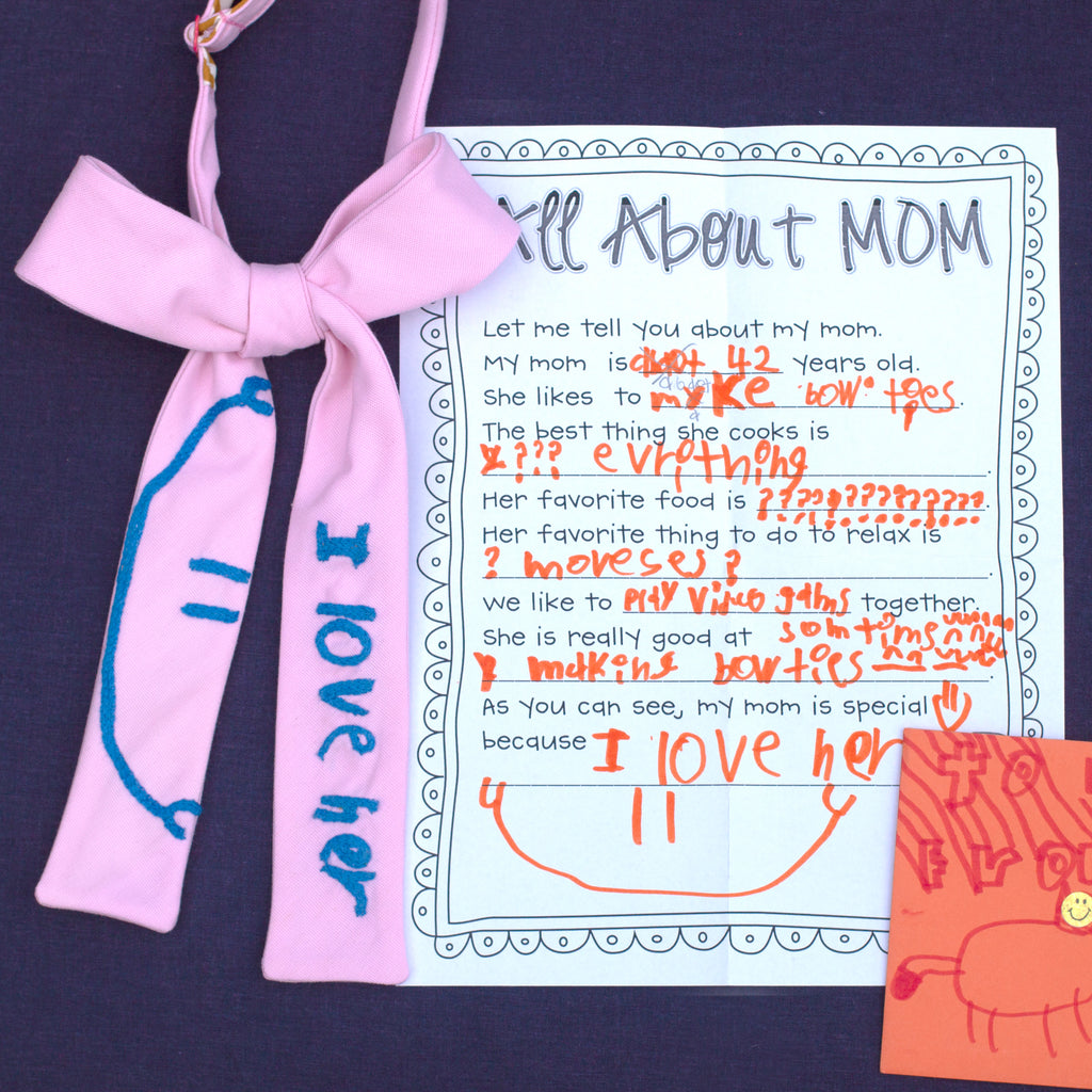 Mother's Day bow tie- custom embroidery in your child's handwriting!
