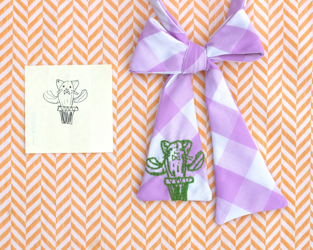 Mother's Day bow tie- custom embroidery in your child's handwriting!
