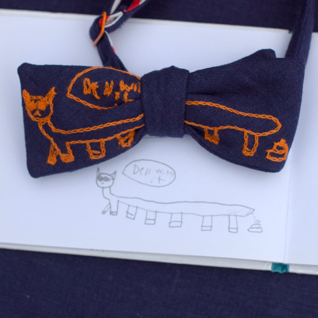 Father's Day bow tie- custom embroidery in your child's handwriting