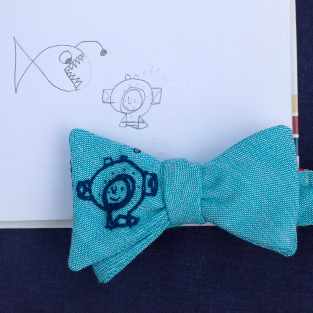 Father's Day bow tie- custom embroidery in your child's handwriting
