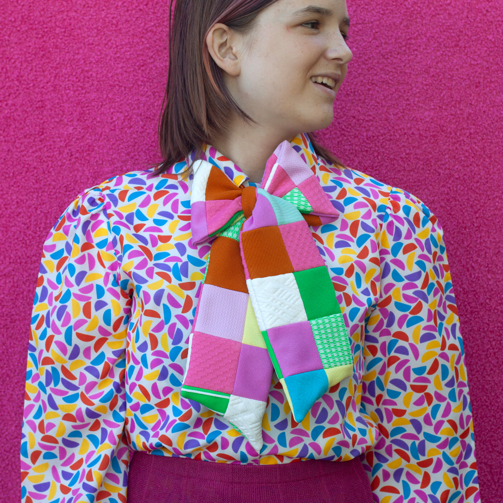 double knit patchwork bow tie