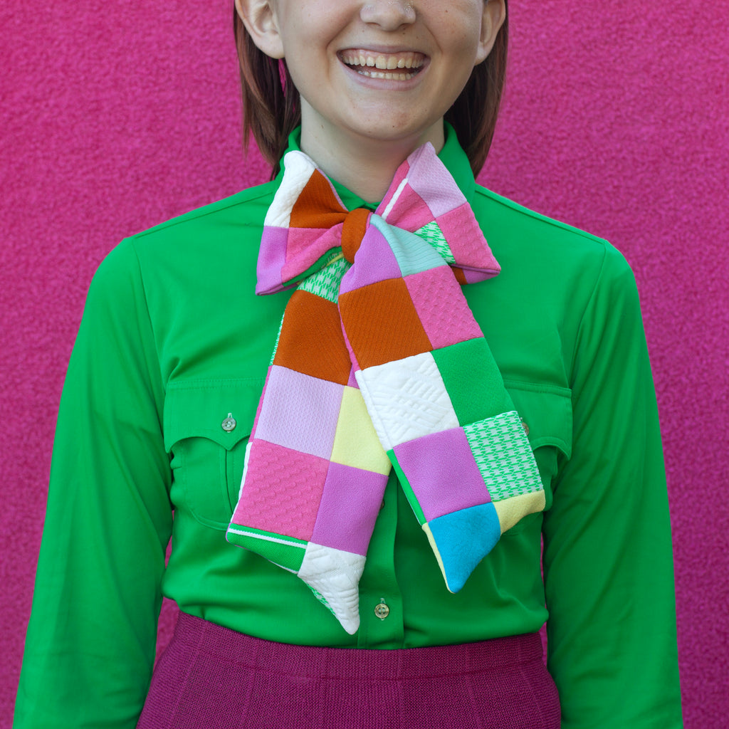 double knit patchwork bow tie