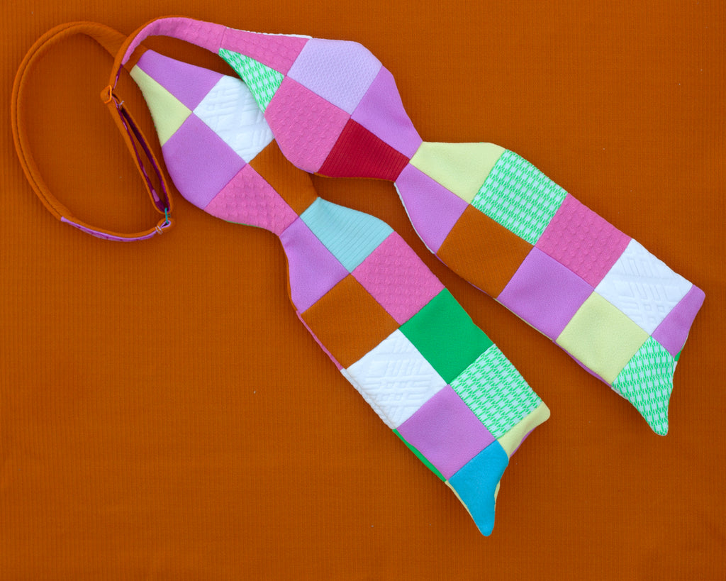 double knit patchwork bow tie