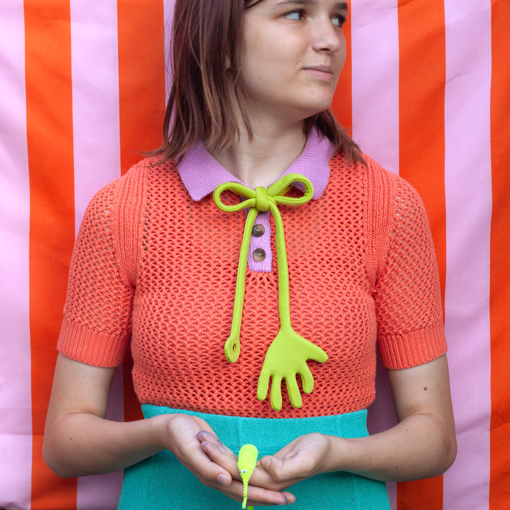 Sticky hand bow tie!