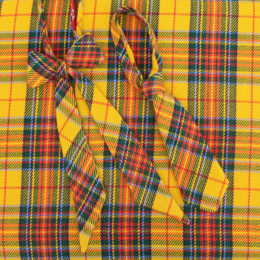 yellow tartan bow tie