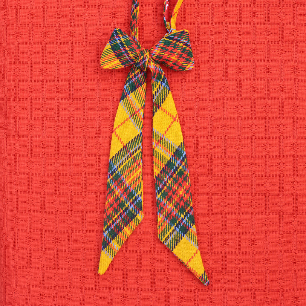 yellow tartan bow tie