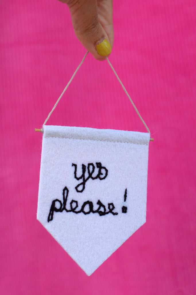 hand cranked chain stitch mini banner