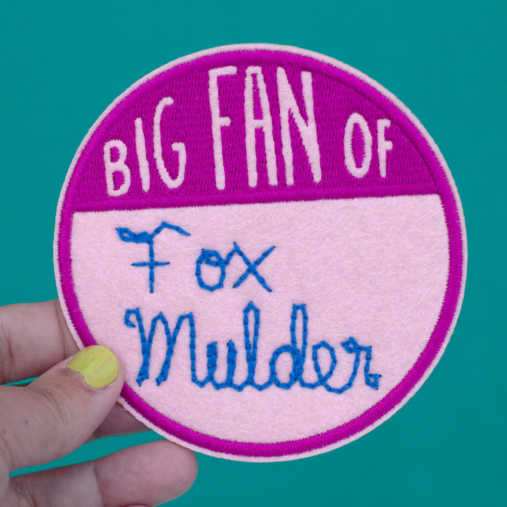 big fan patch,  hand cranked chain stitch!