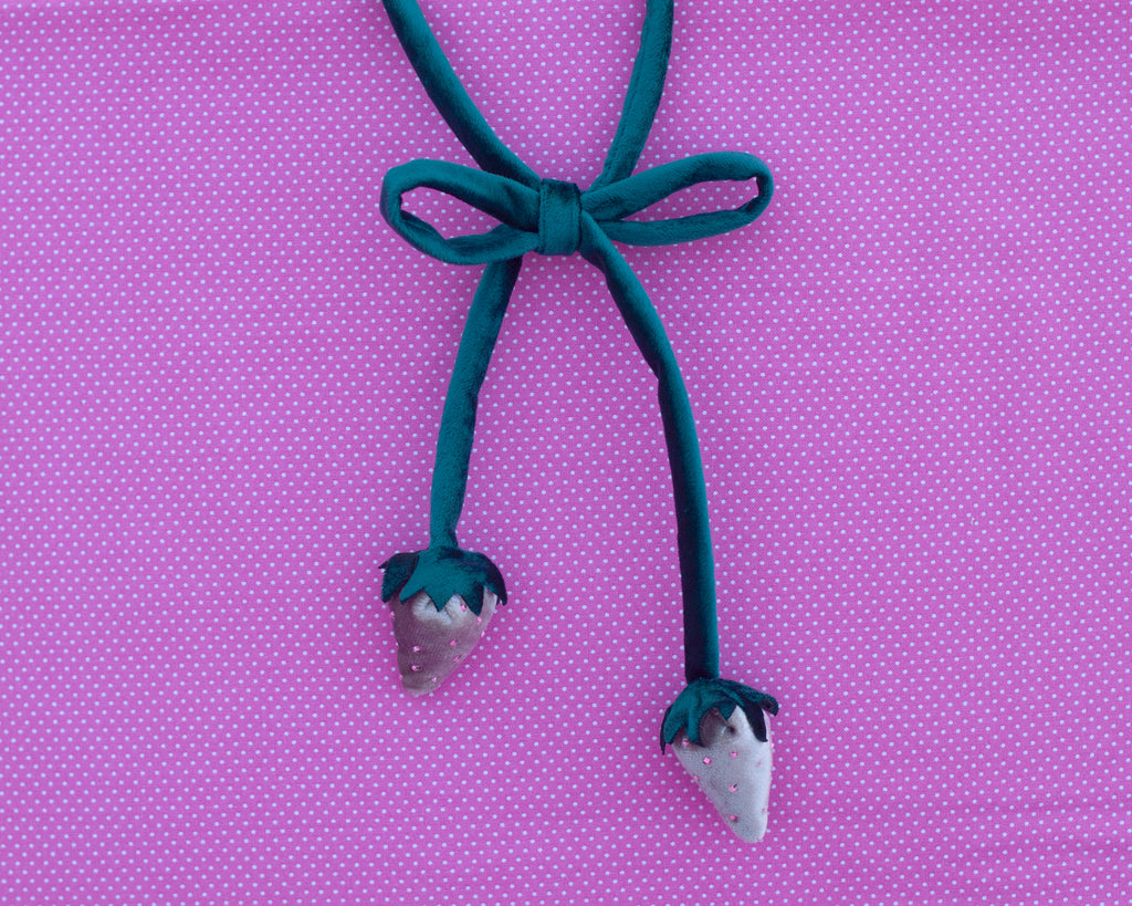 Velvet strawberry bow tie