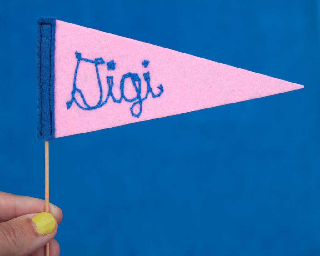mini pennant, hand cranked chain stitch!