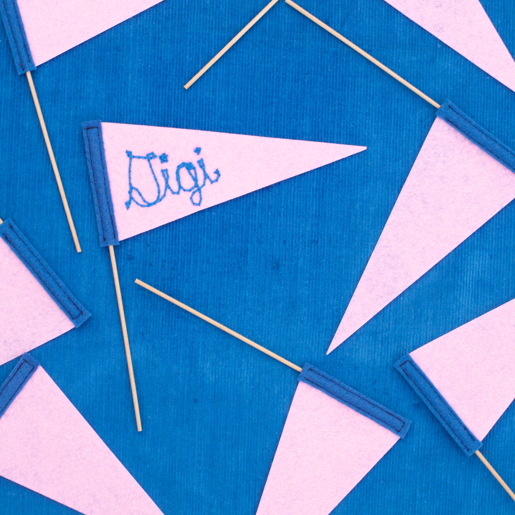 mini pennant, hand cranked chain stitch!