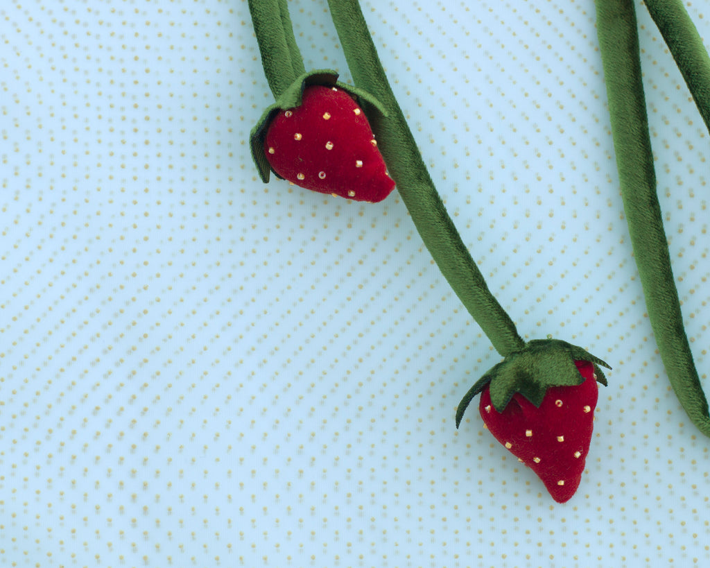 Velvet strawberry bow tie