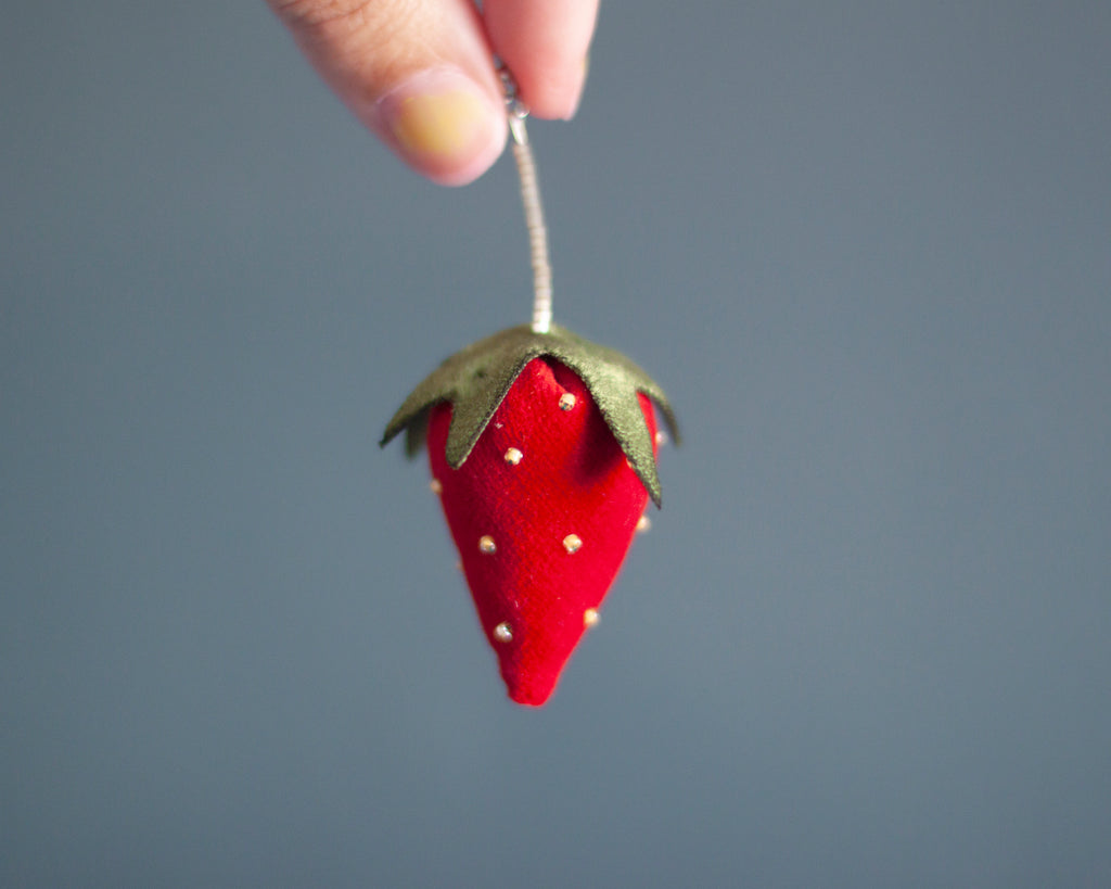 velvet strawberry earrings!