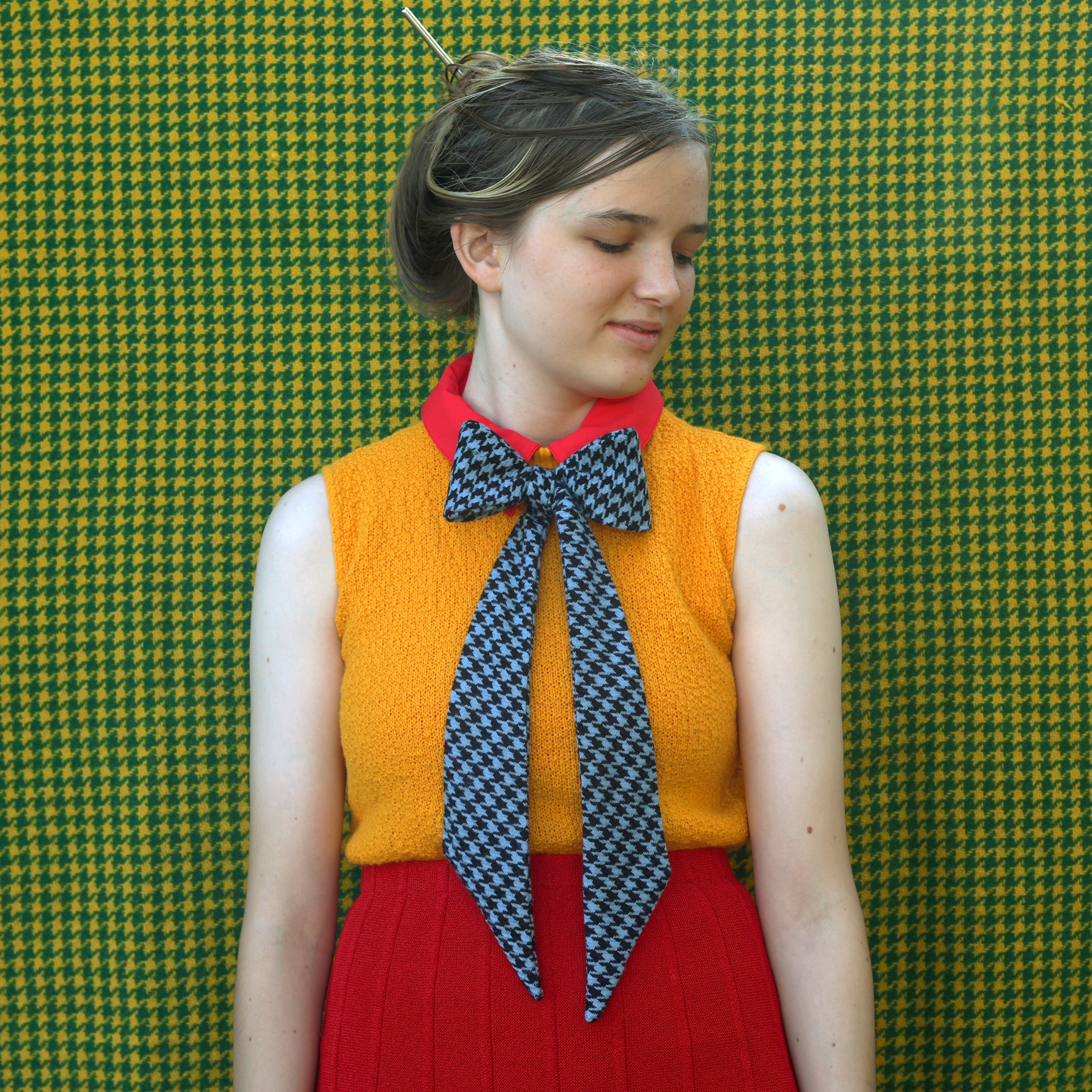 blue houndstooth bow tie