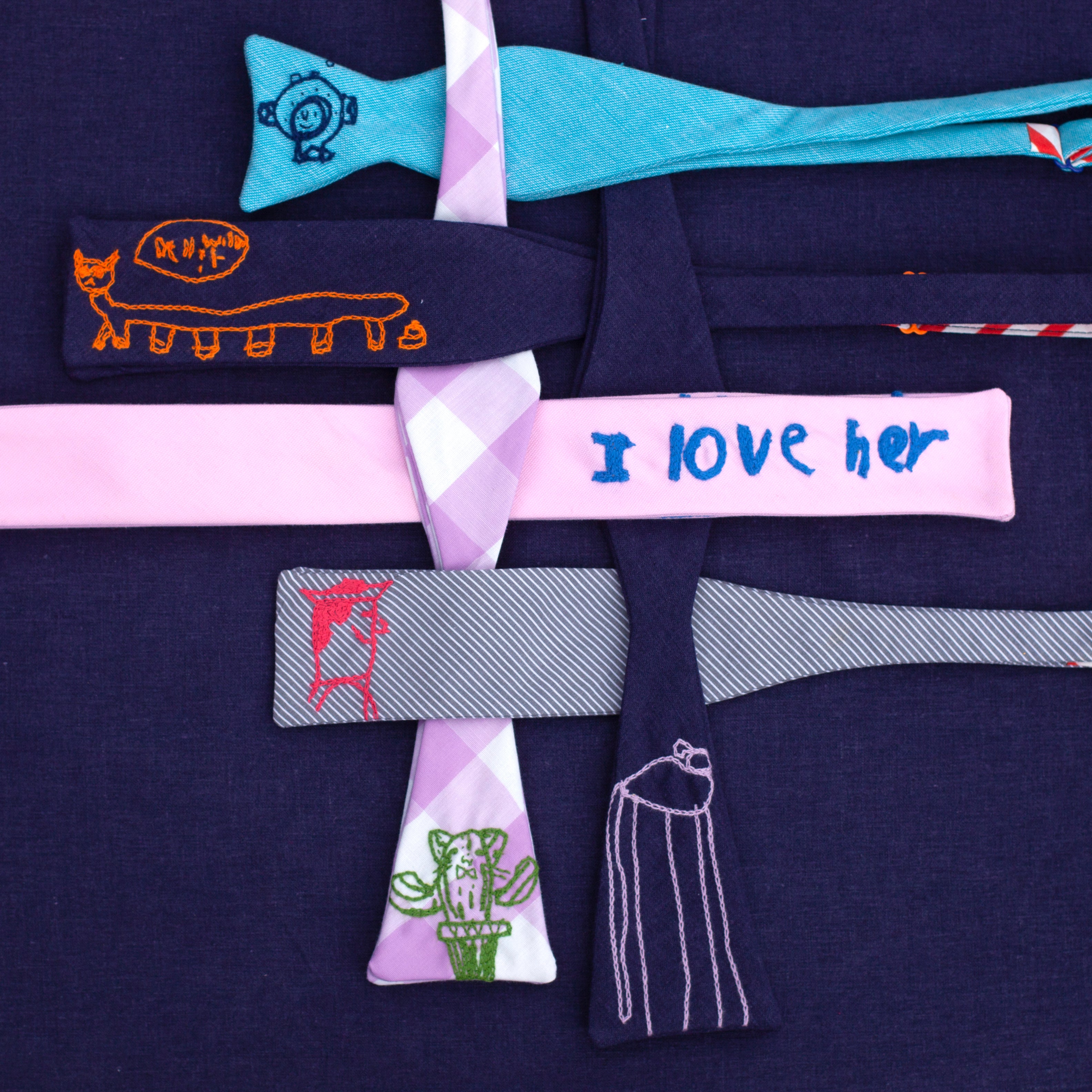 Mother's Day bow tie- custom embroidery in your child's handwriting!