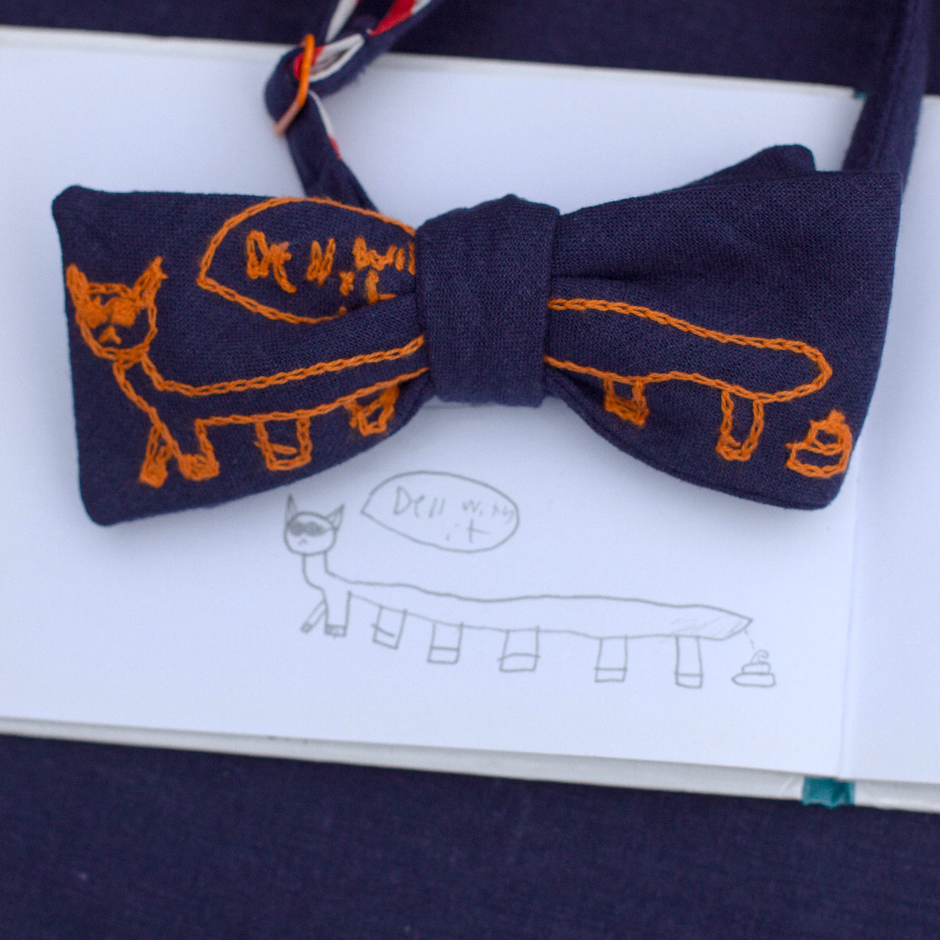 Father's Day bow tie- custom embroidery in your child's handwriting