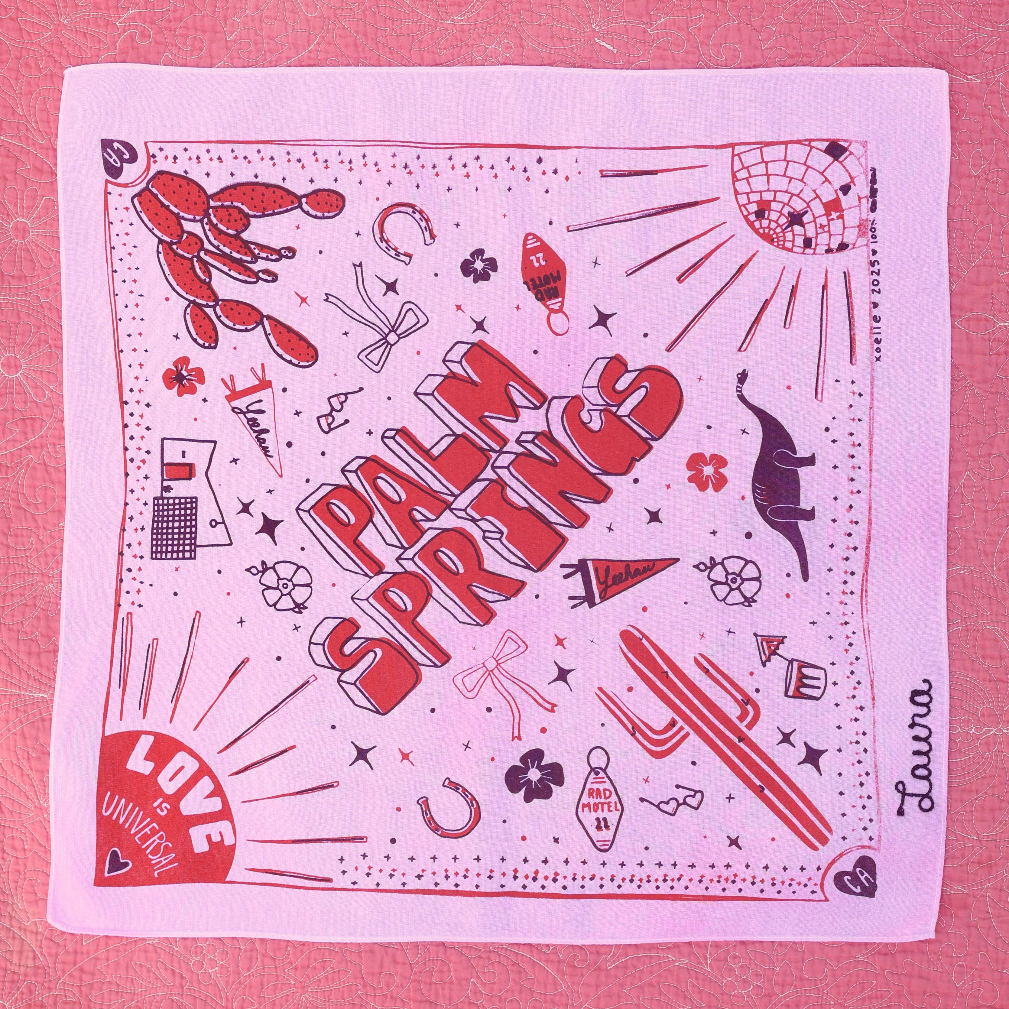 Palm Springs bandana with custom chain stitching!