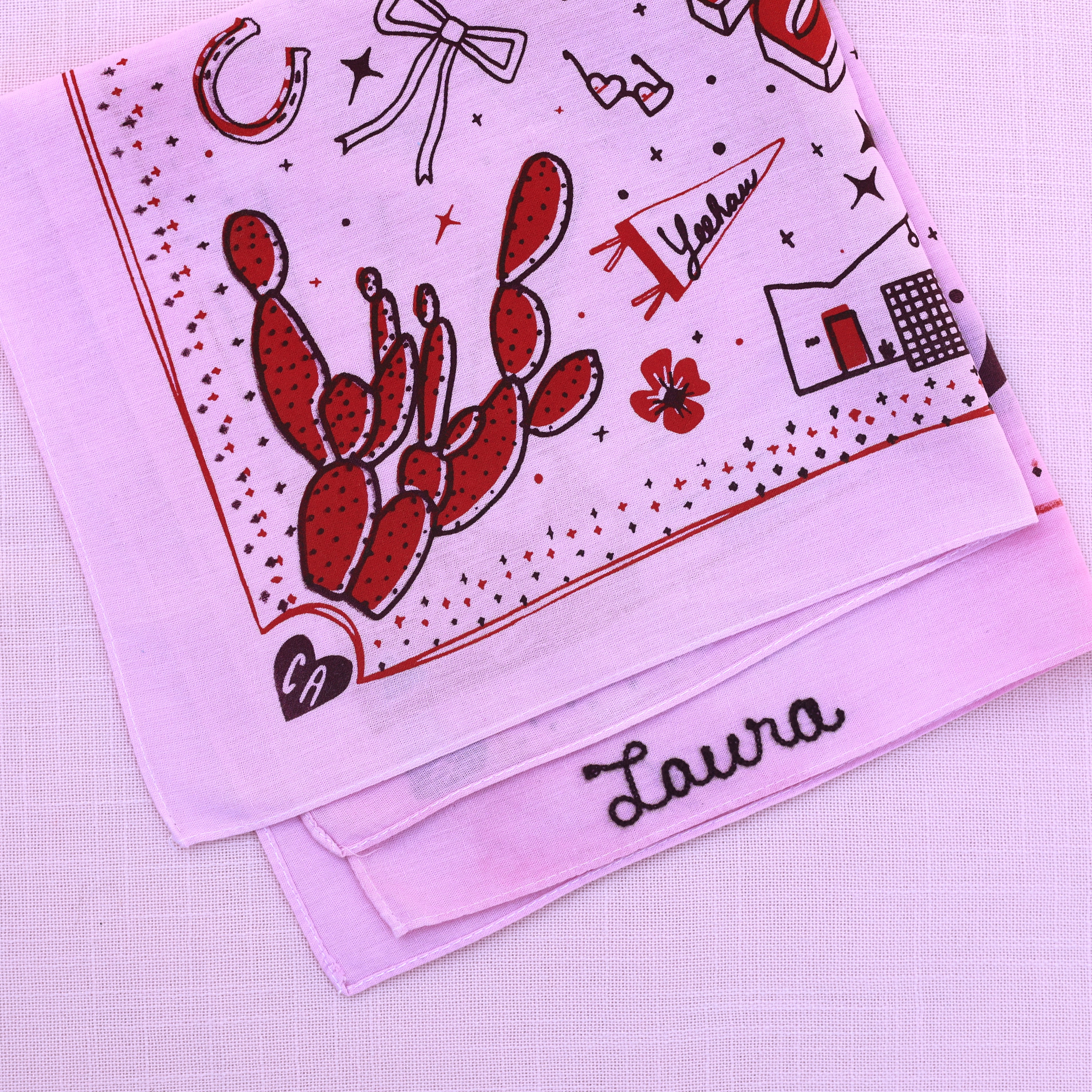 Palm Springs bandana with custom chain stitching!