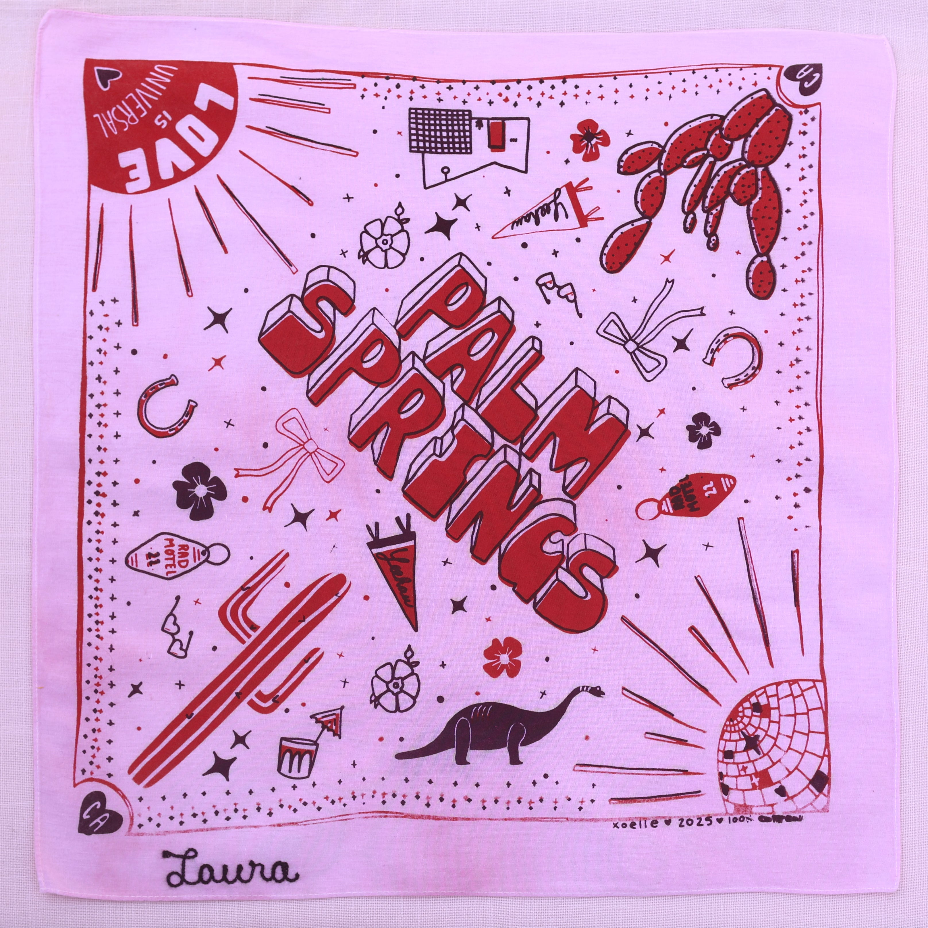 Palm Springs bandana with custom chain stitching!
