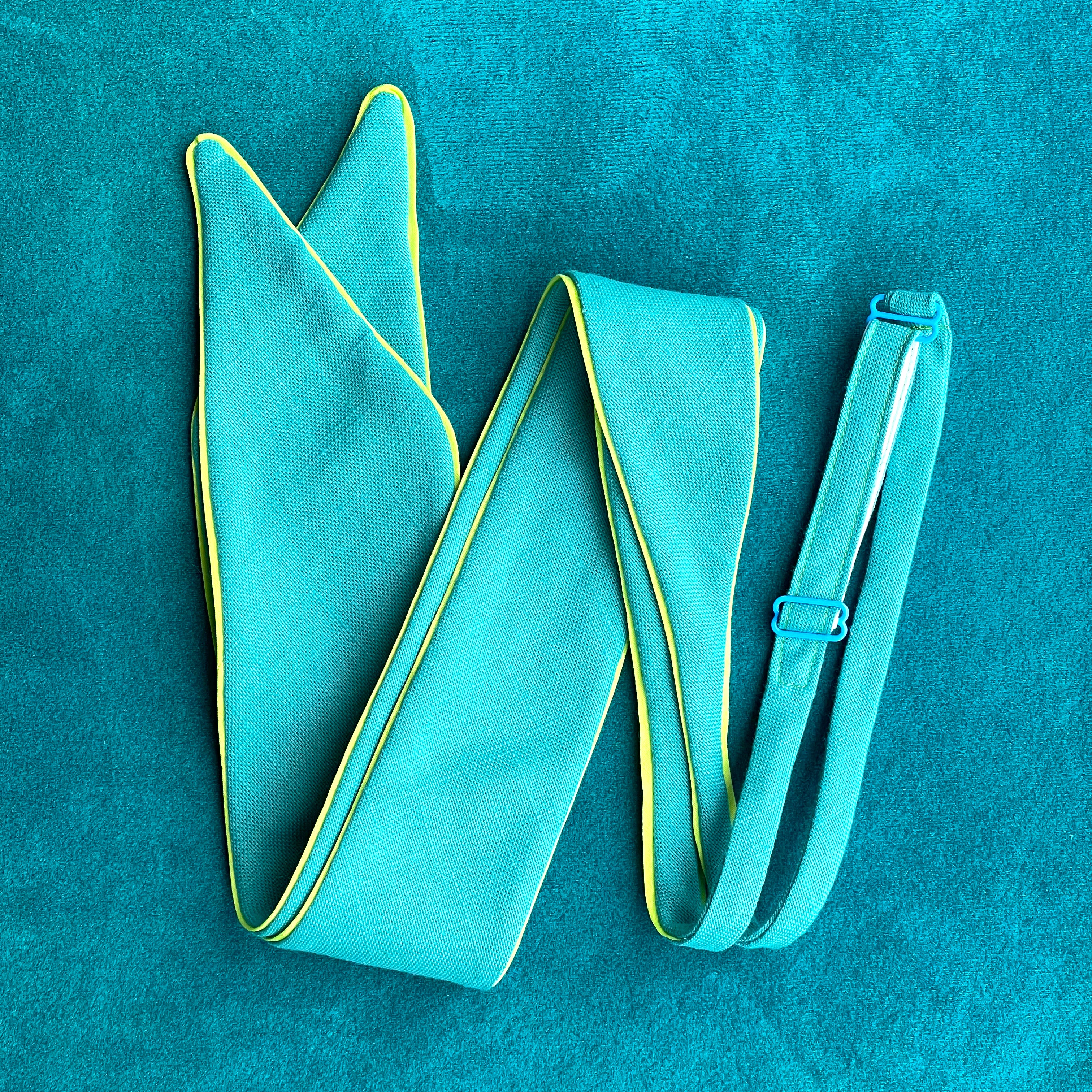 tealy-lineny-lime-edged bow tie