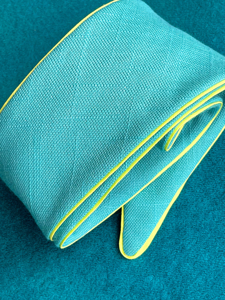 tealy-lineny-lime-edged bow tie