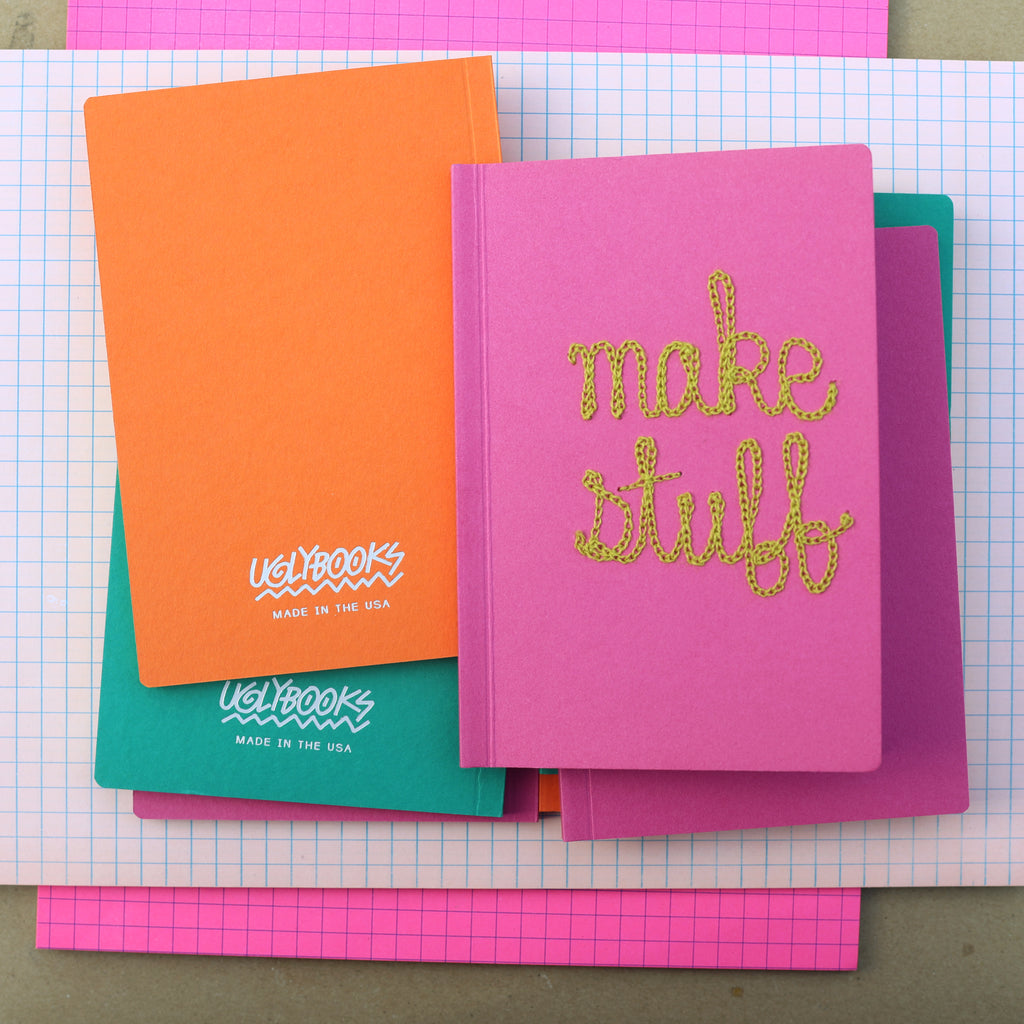 custom chain stitching on an Ugly Book sketchbook