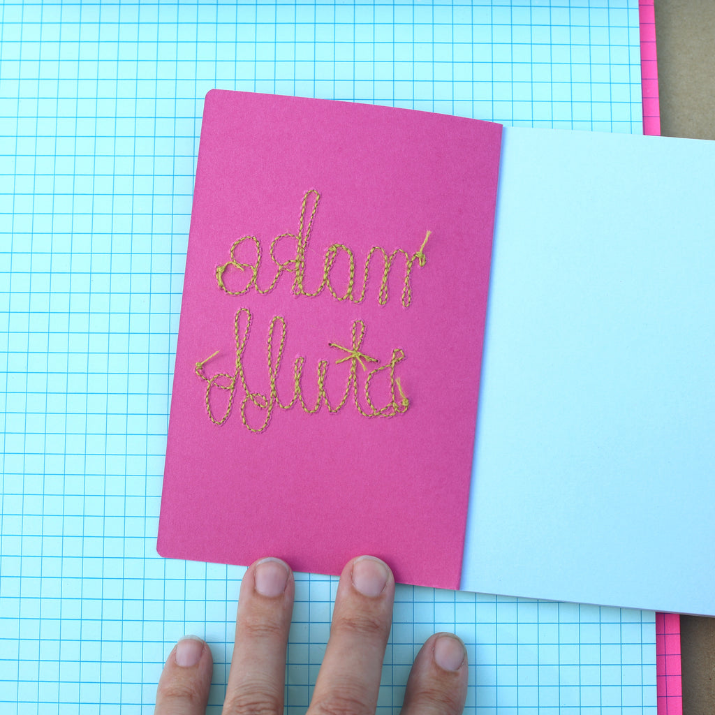 custom chain stitching on an Ugly Book sketchbook