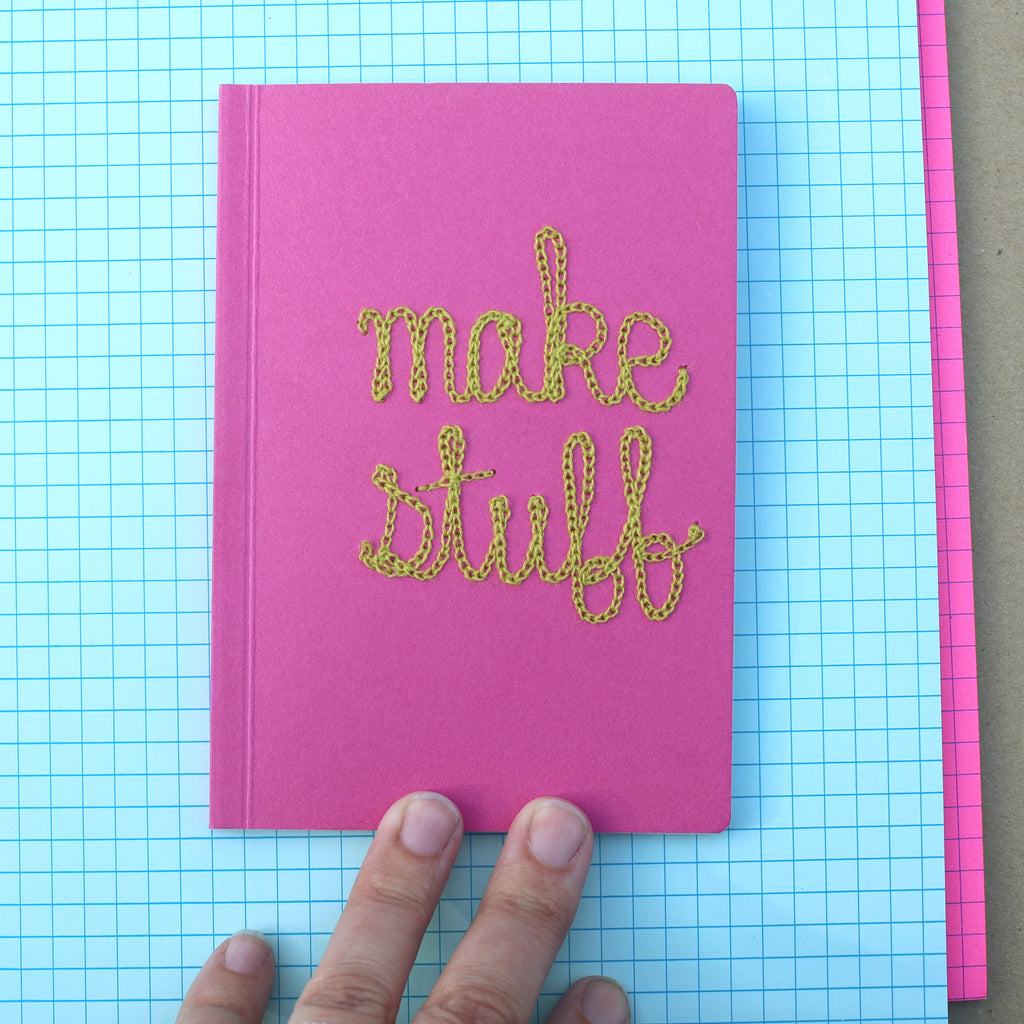 custom chain stitching on an Ugly Book sketchbook