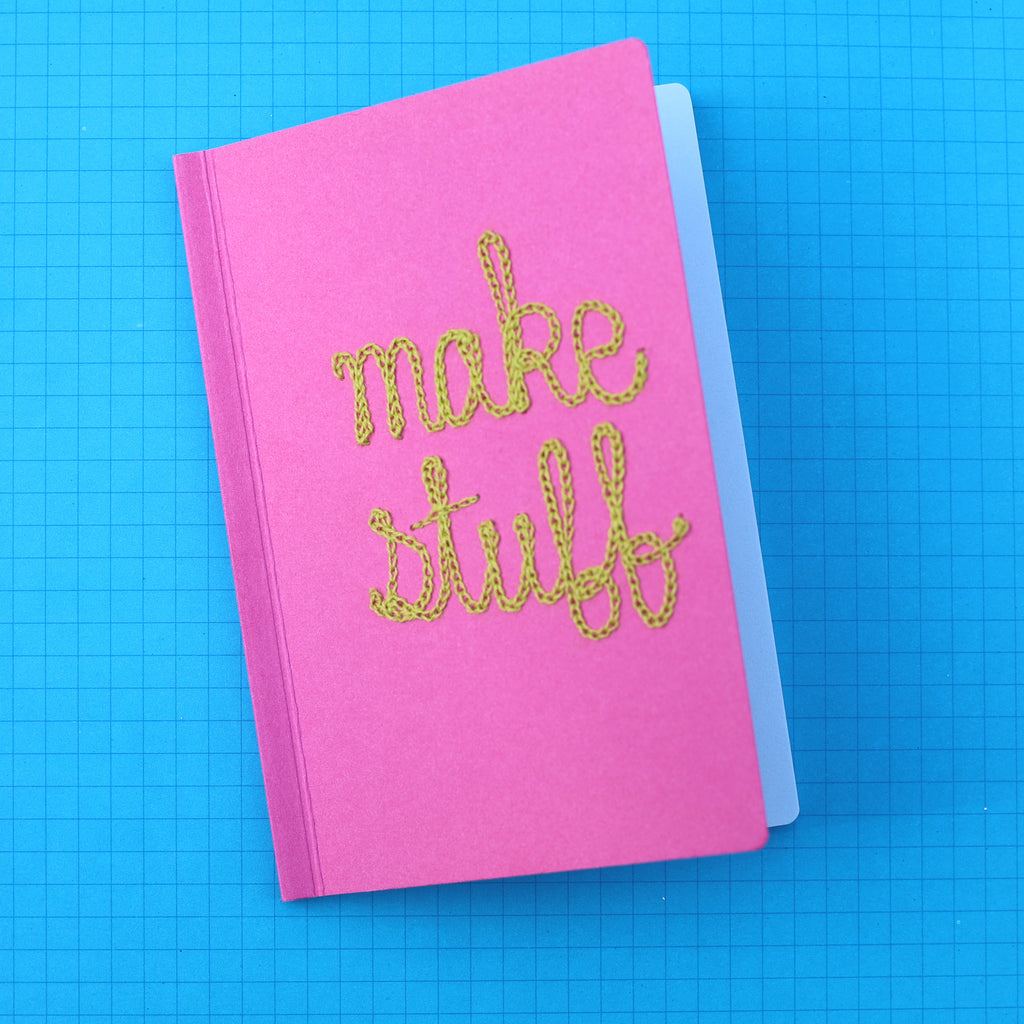 custom chain stitching on an Ugly Book sketchbook