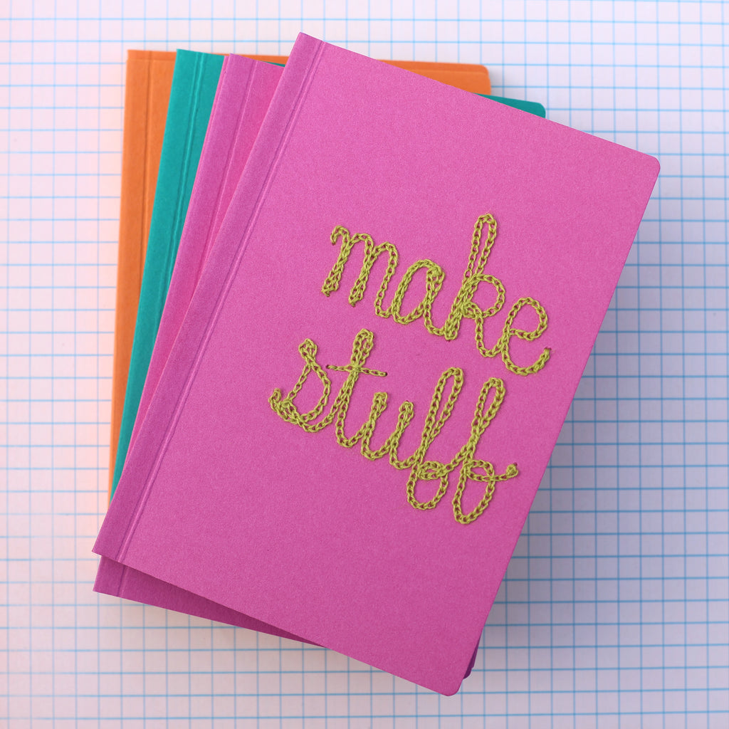 custom chain stitching on an Ugly Book sketchbook