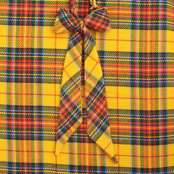 yellow tartan bow tie