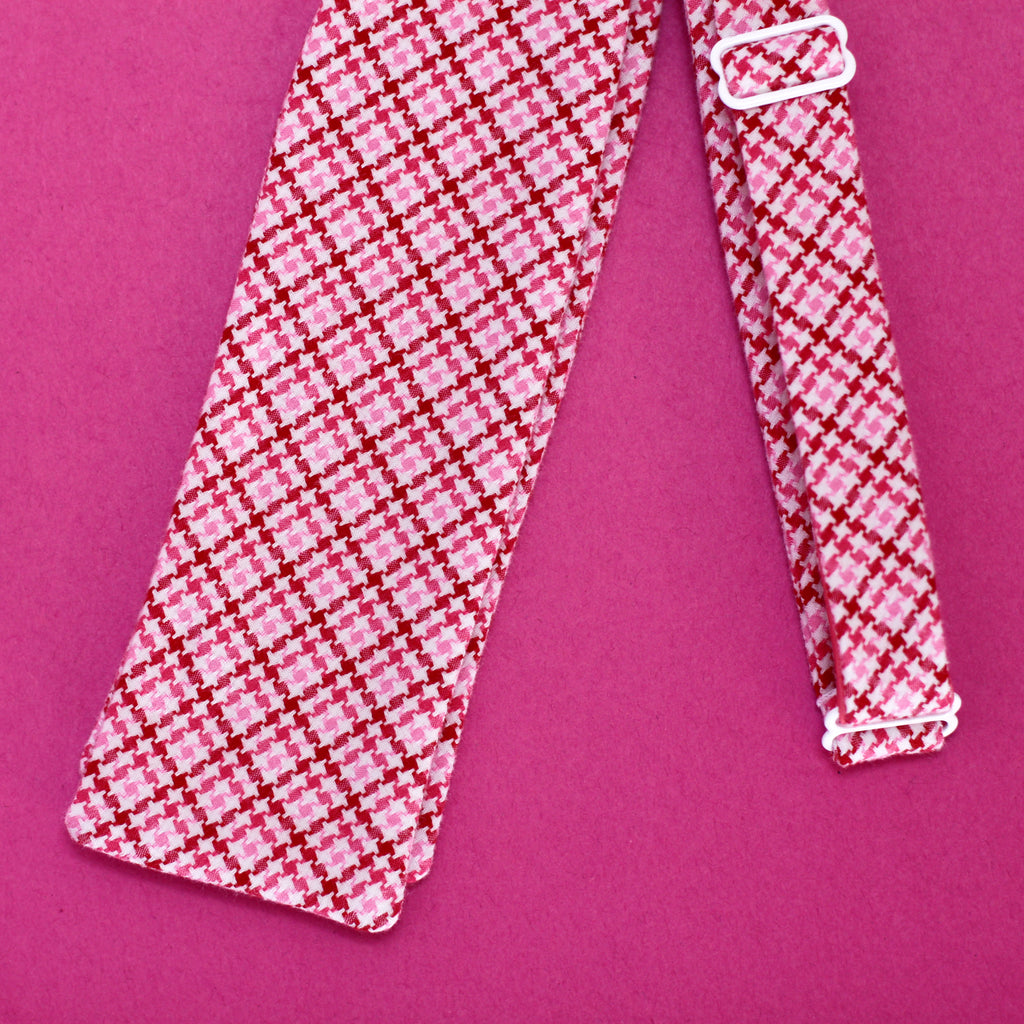 pink & red tweed self tie bow tie