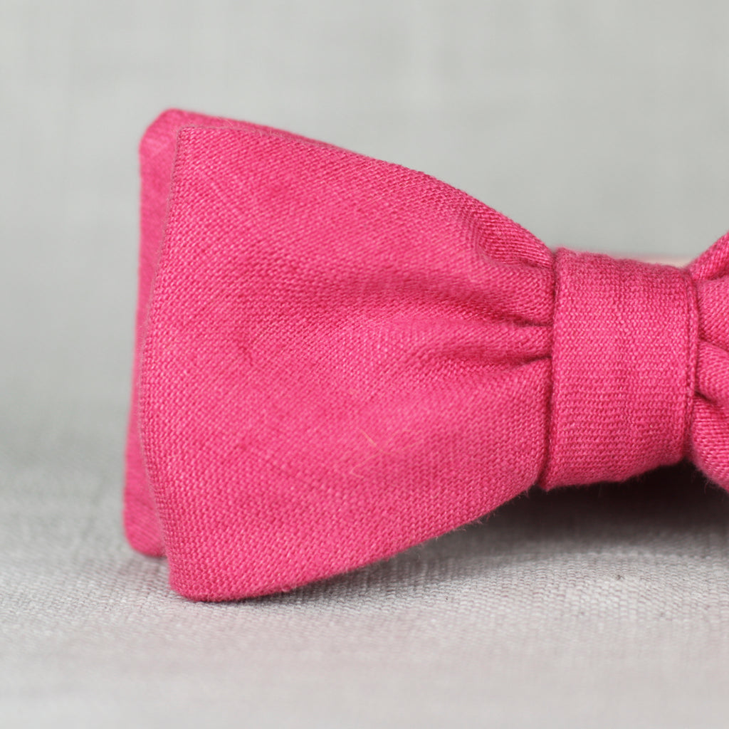 linen bow tie in magenta