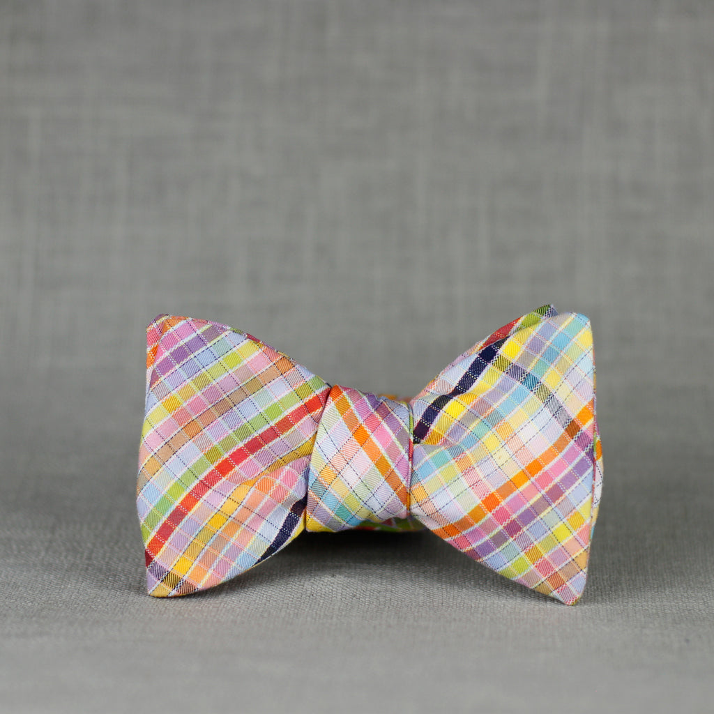 luckiest rainbow plaid bow tie