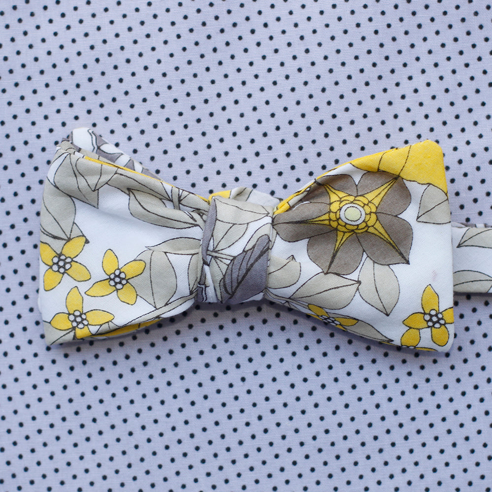 yellow & tan floral bow tie