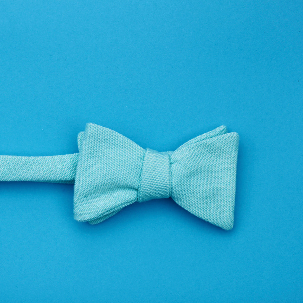 aqua solid cotton bow tie