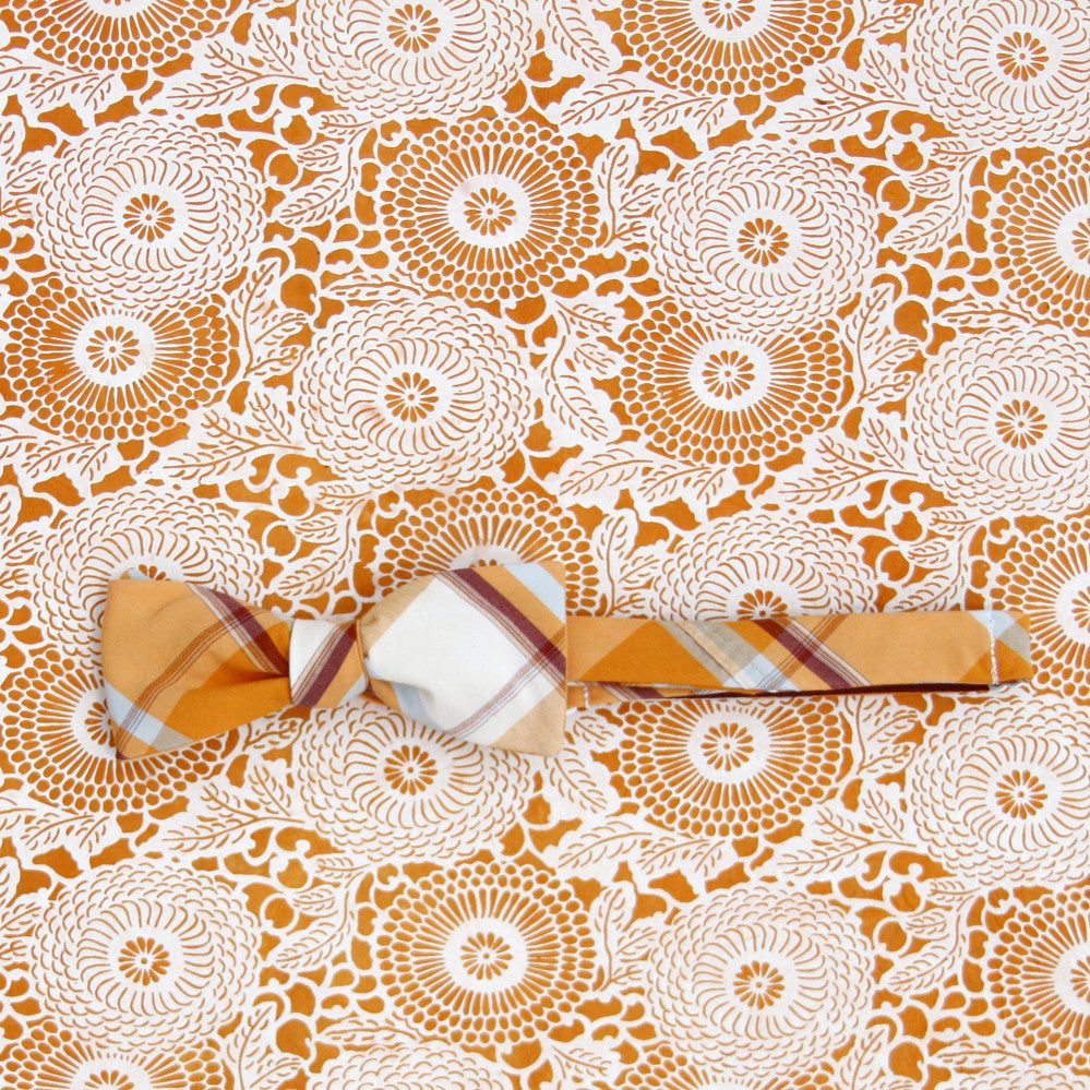 orange plaid freestyle bow tie