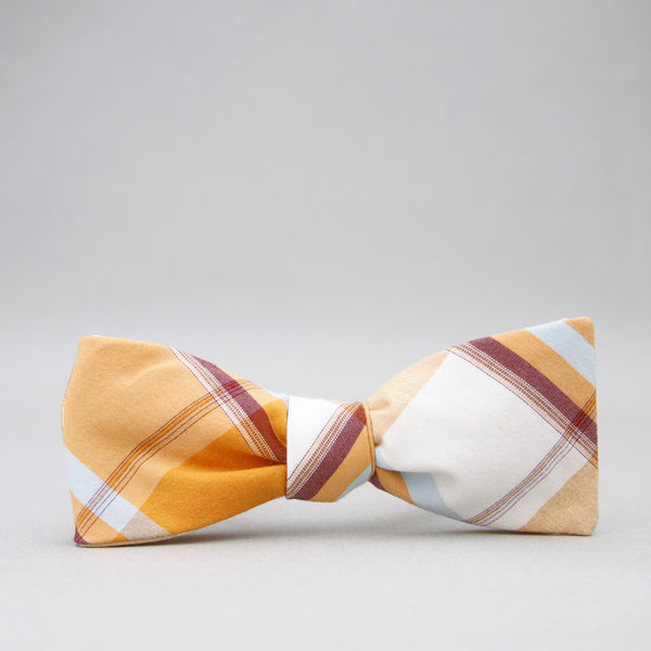 orange plaid freestyle bow tie