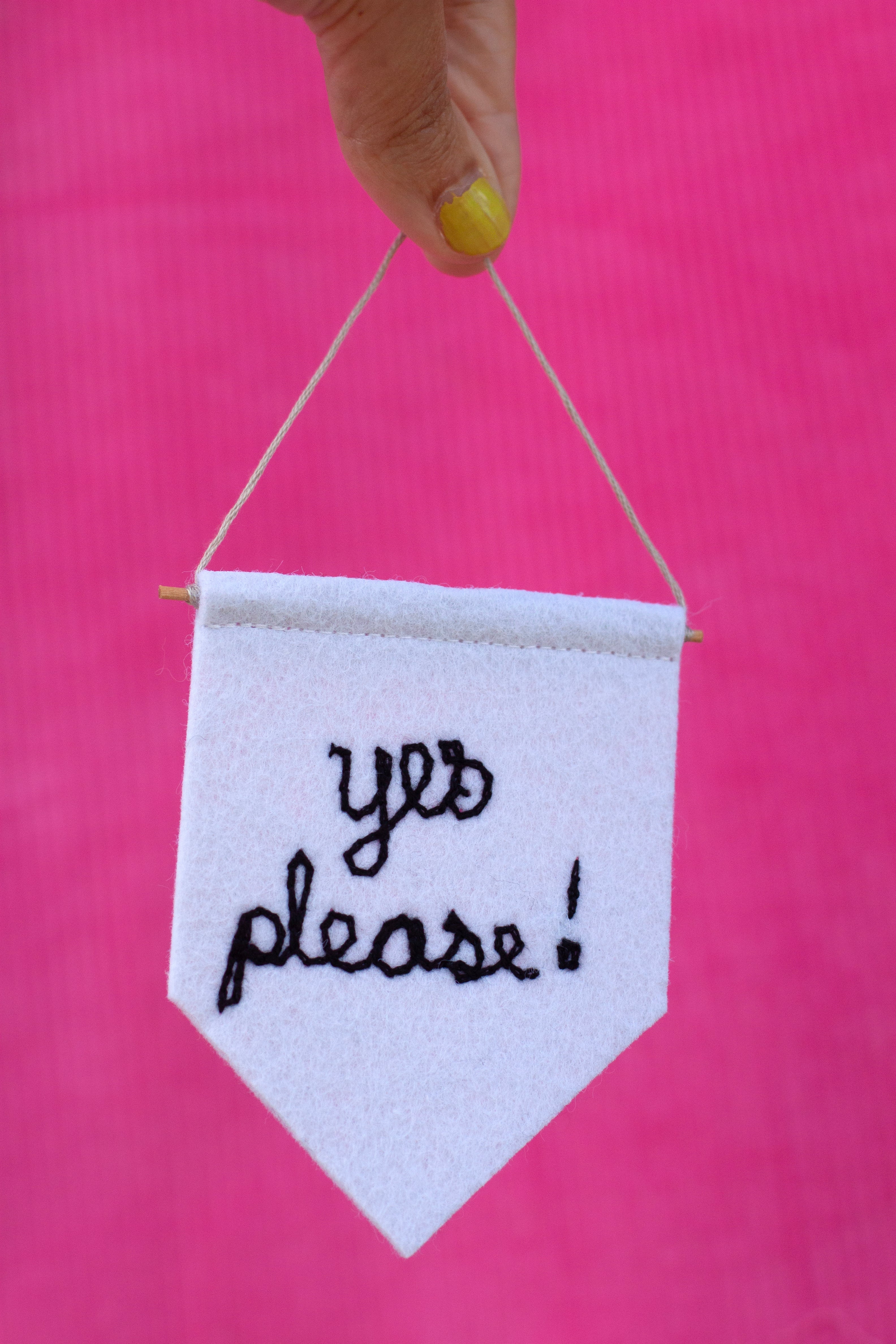 hand cranked chain stitch mini banner