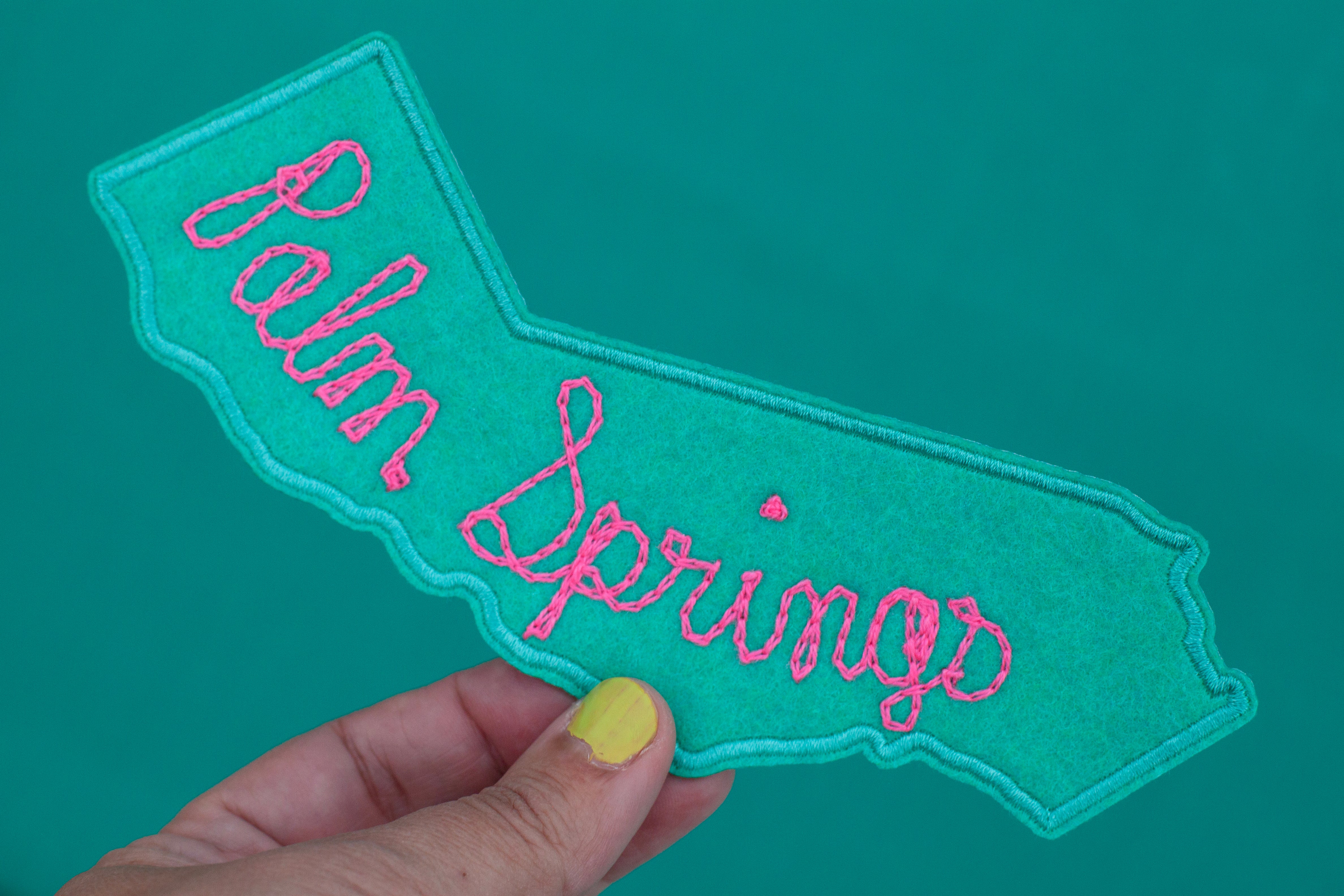 California patch, hand cranked chain stitch!