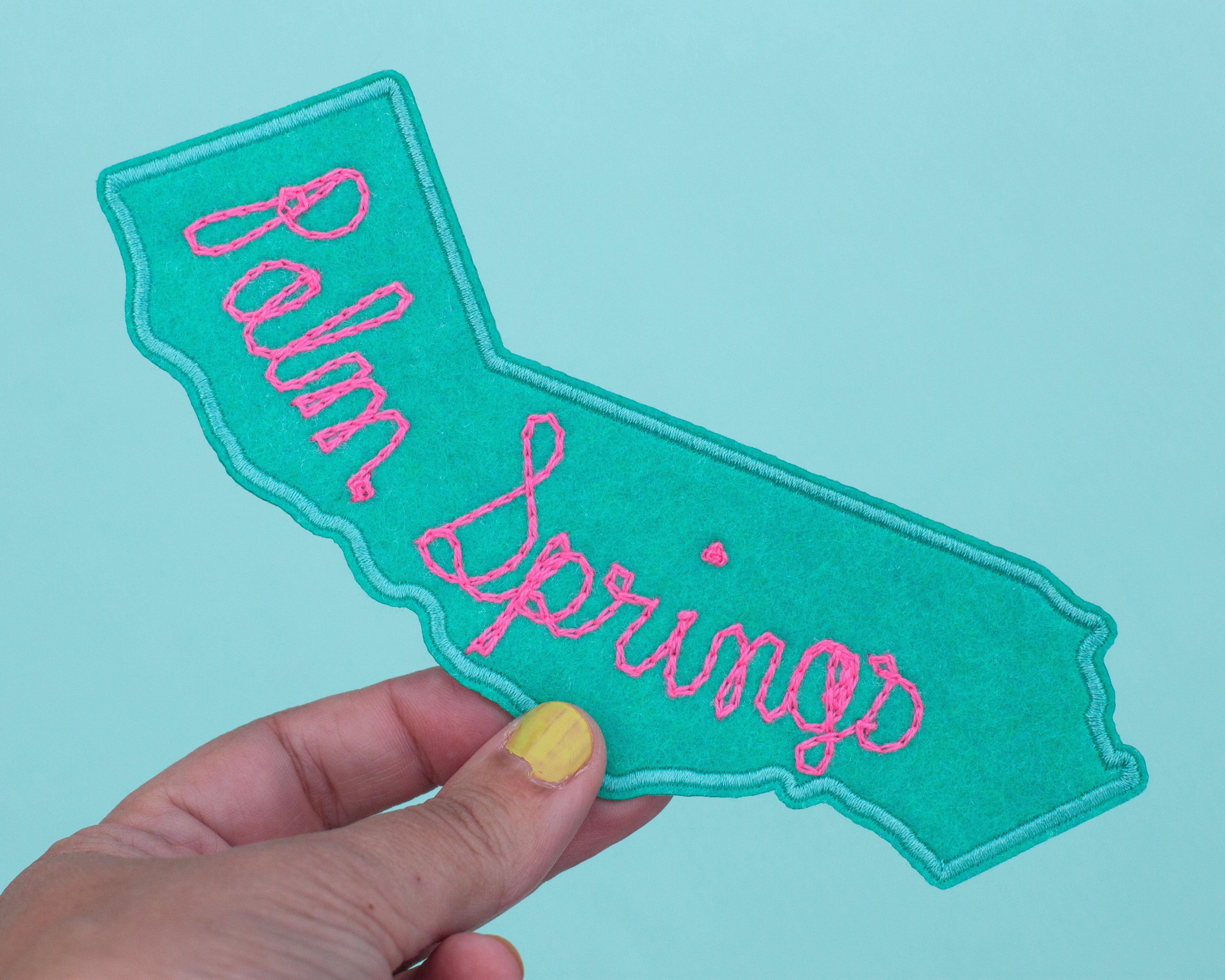 California patch, hand cranked chain stitch!