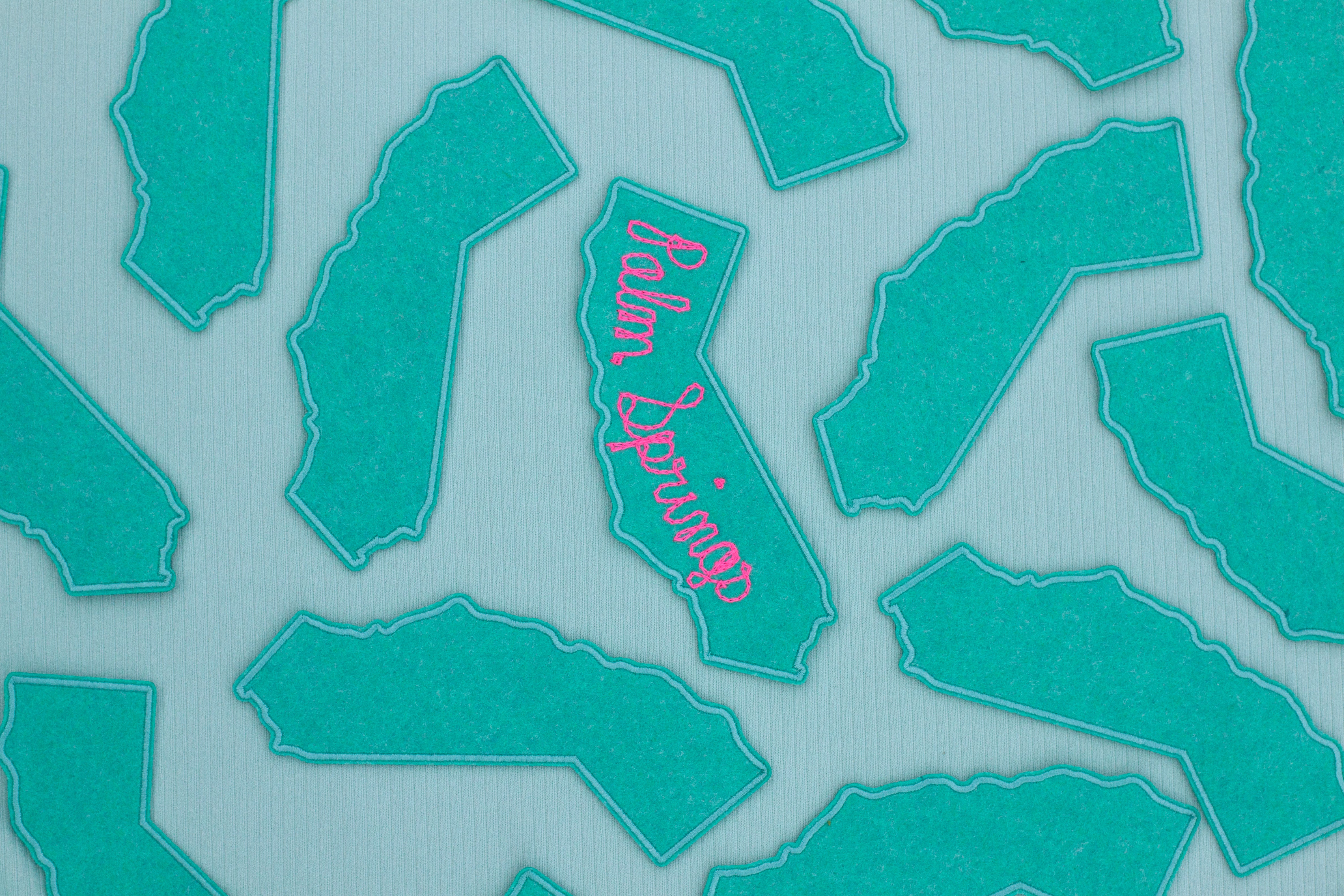 California patch, hand cranked chain stitch!