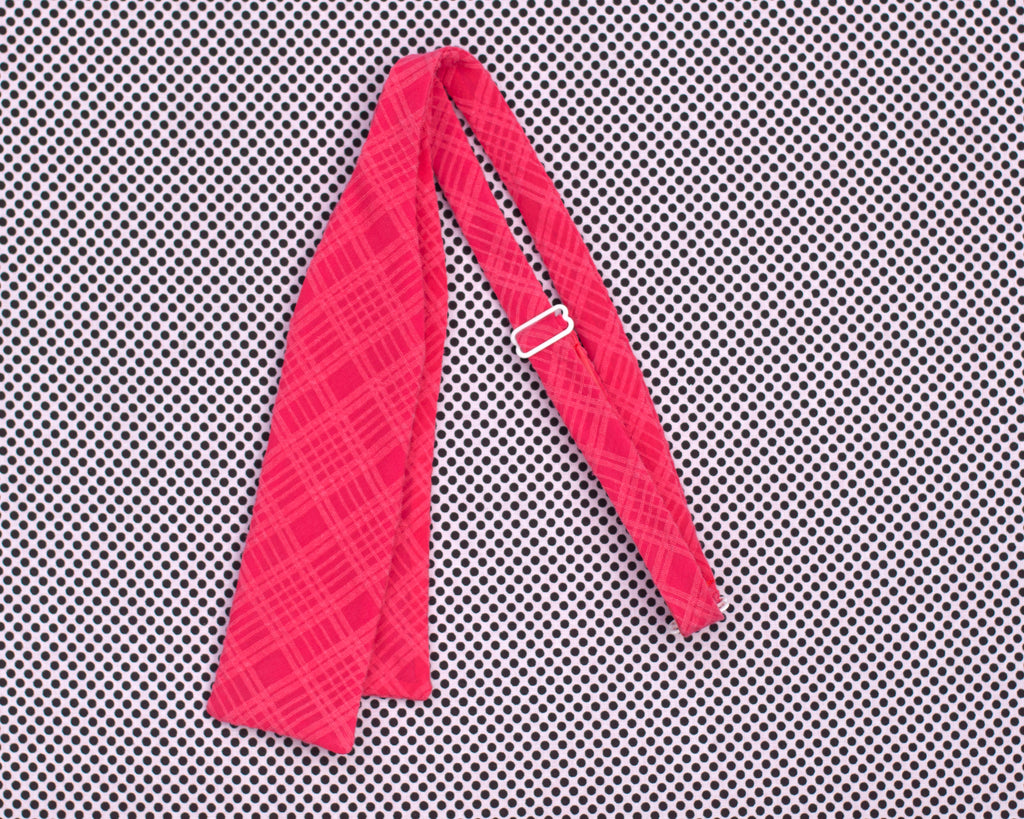 monochromatic magenta plaid bow tie